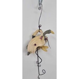 Vtg Handmade Pottery Art Whimsical Hugging Birds Ornament By Claire Barr Wilson